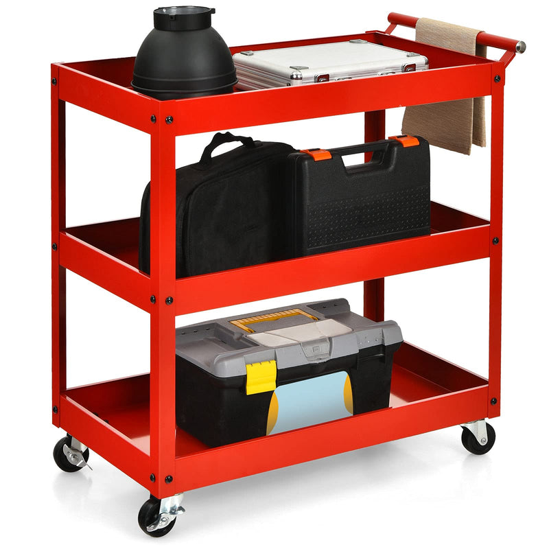 Load image into Gallery viewer, 3-Tier Utility Cart, Heavy Duty Commercial Service Tool Cart w/Lockable Wheels - GoplusUS
