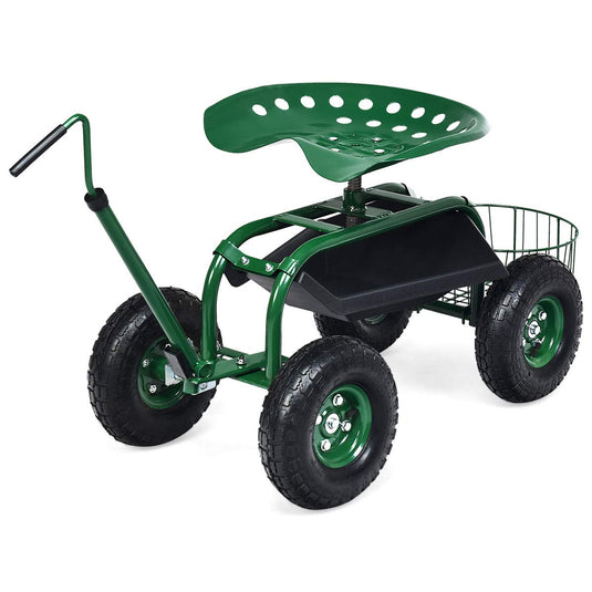 Garden Cart Gardening Workseat w/Wheels - GoplusUS