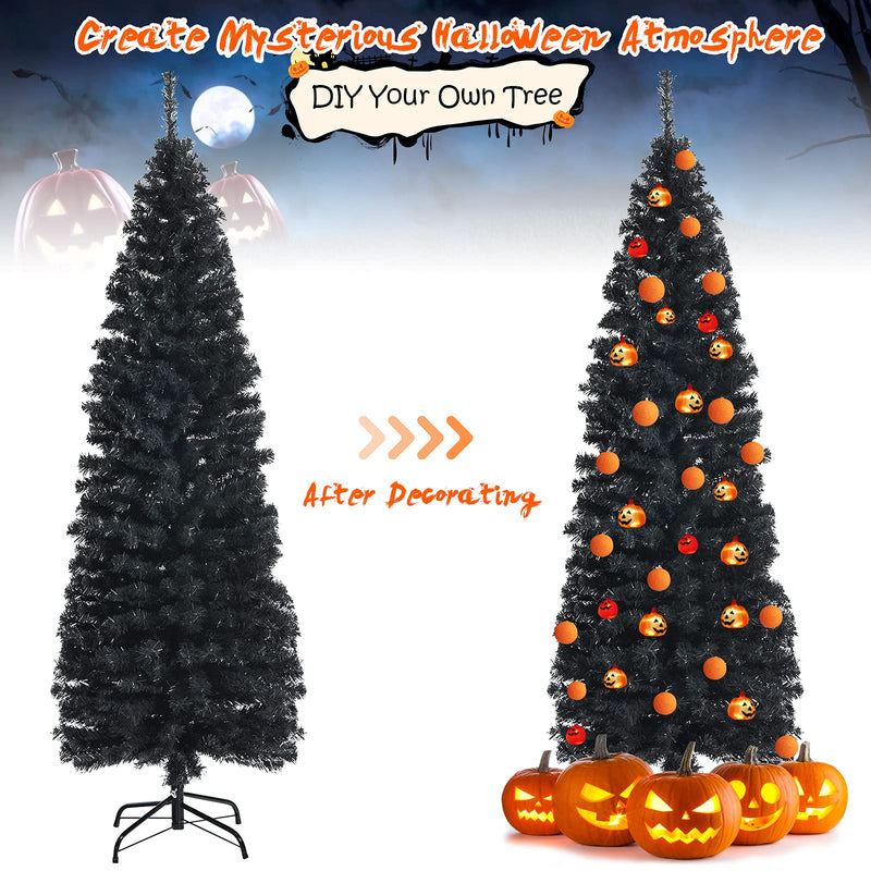Load image into Gallery viewer, 6ft Blue Pencil Christmas Tree, Artificial Slim Tree - GoplusUS
