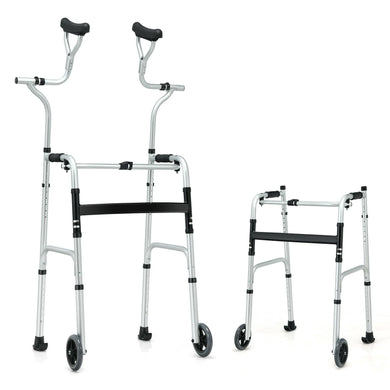 Foldable Standard Walker, Aluminum Alloy Rehabilitation Auxiliary Walker - GoplusUS