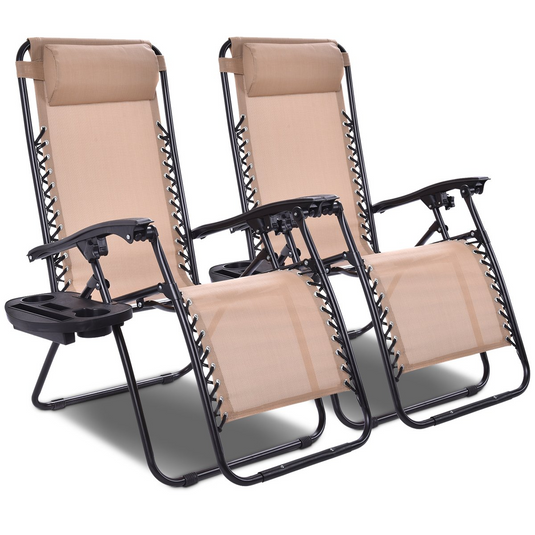 Goplus 2PC Zero Gravity Chairs Lounge Patio Folding Recliner - GoplusUS
