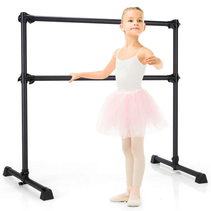 Load image into Gallery viewer, Goplus Double Ballet Barre Bar, Portable 4 FT Freestanding Dancing Bar w/ 7&quot; - 46&quot; Adjustable Height - GoplusUS
