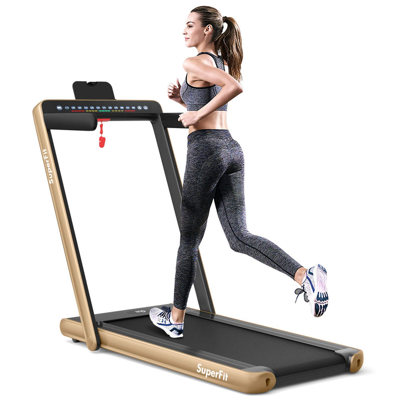 Load image into Gallery viewer, 2 in 1 Folding Treadmill with Dual Display, 2.25HP Superfit Under Desk Electric Pad - GoplusUS
