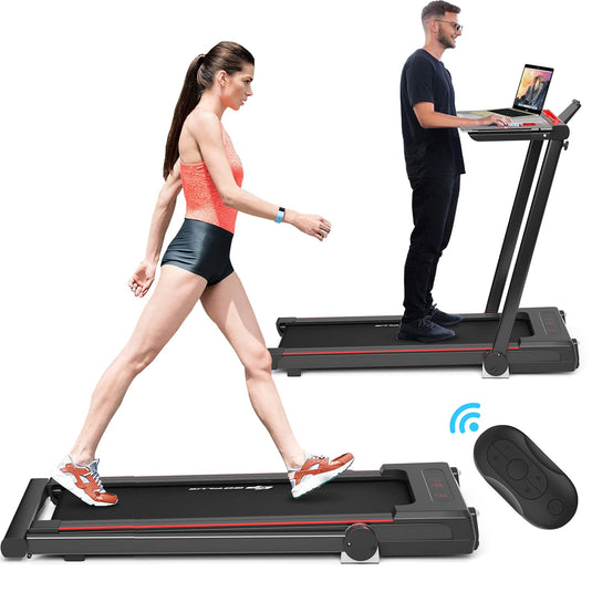 3-in-1 Treadmill with Large Desk, 2.25HP Superfit Folding Electric Treadmills - GoplusUS
