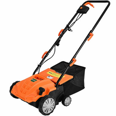 2-in-1 Lawn Dethatcher 12Amp, 3 Level Depth Adjustable Weeder - GoplusUS