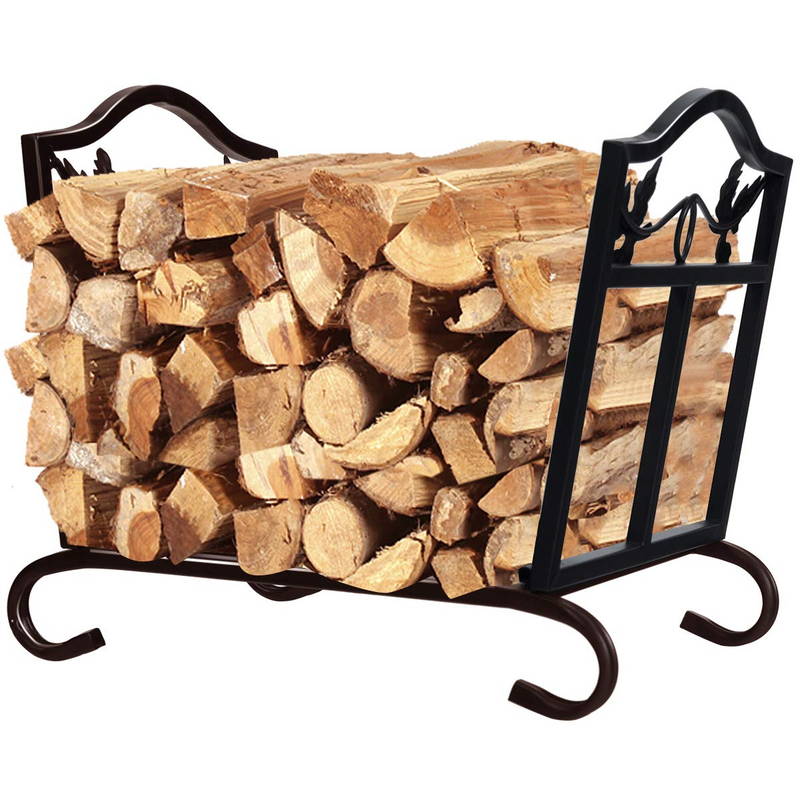 Load image into Gallery viewer, Goplus Foldable Firewood Log Rack, Wrought Iron Firewood Storage Carrier - GoplusUS
