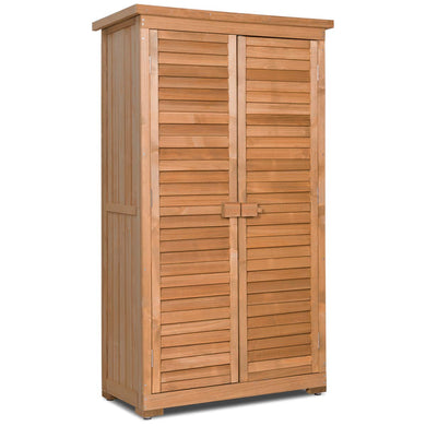 Outdoor Storage Shed Wooden Shutter Design Fir Wood Lockers for Garden Yard - GoplusUS