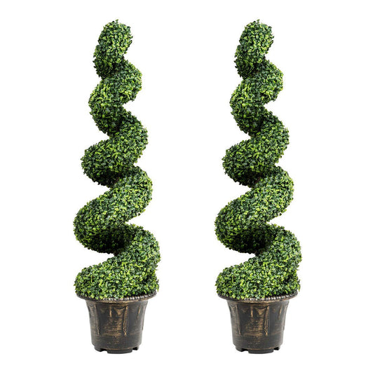 4 Ft Artificial Boxwood Spiral Tree, Fake Greenery Plants - GoplusUS