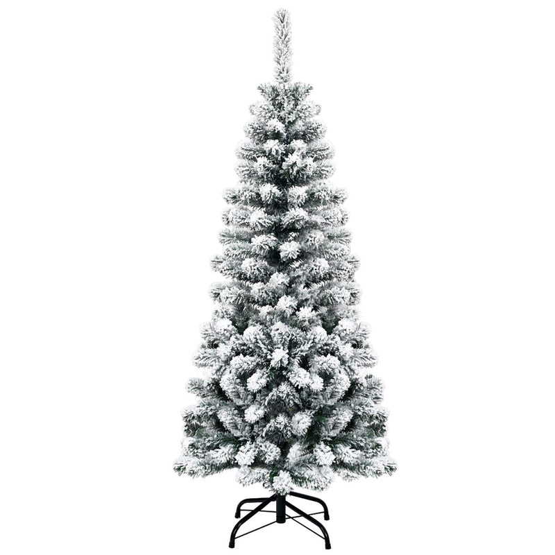 Load image into Gallery viewer, Goplus Artificial Snow Flocked Christmas Tree, Slim Xmas Snowy Tree for Indoor and Outdoor Use - GoplusUS

