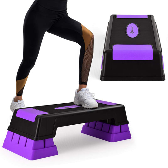 High Rise Stepper 30'' Aerobic Stepper with Risers, 5 x 7 x 9 Levels Height Adjustable ...