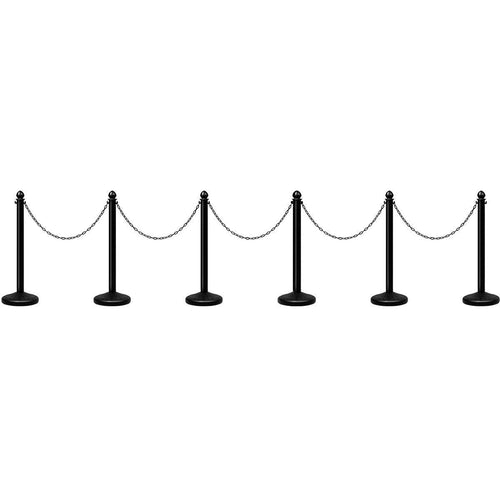 6pcs Plastic Stanchion Set, Safety Stanchion Barrier Posts Queue Line Pole - GoplusUS