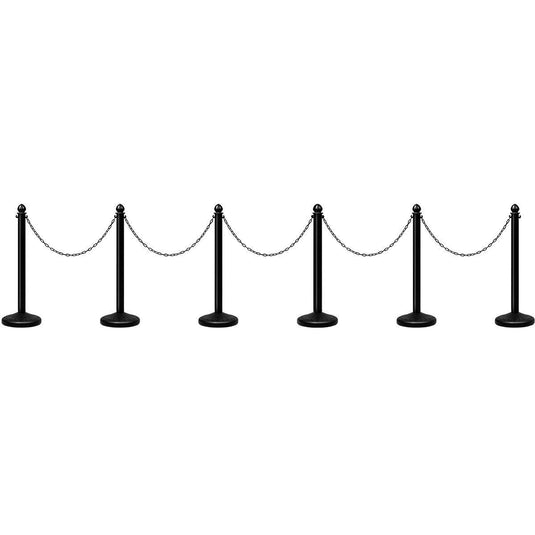 6pcs Plastic Stanchion Set, Safety Stanchion Barrier Posts Queue Line Pole - GoplusUS