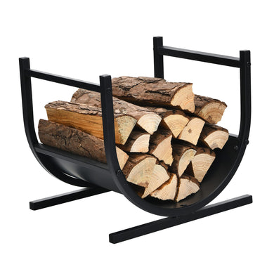 Firewood Rack, 17' U-Shaped Heavy-Duty Iron Log Rack - GoplusUS
