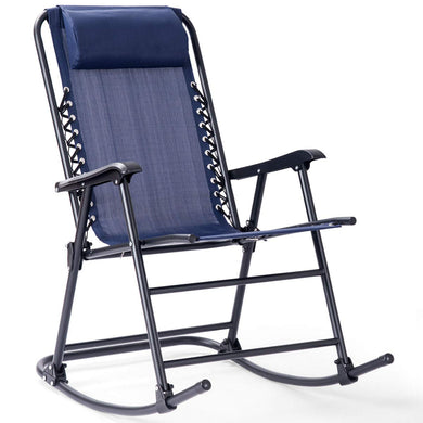 Folding Rocking Chair Recliner Headrest Patio Pool Yard Outdoor - GoplusUS