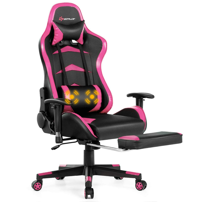 Load image into Gallery viewer, Massage Gaming Chair, Reclining Backrest, Handrails and Seat Height Adjustment - GoplusUS
