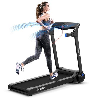Goplus 3HP Electric Folding Treadmill, with APP Control, Bluetooth Speaker and HD Touch Screen - GoplusUS