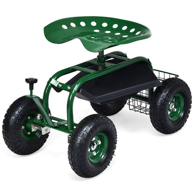 Garden Cart Gardening Workseat w/Wheels, Patio Wagon Scooter for Planting - GoplusUS
