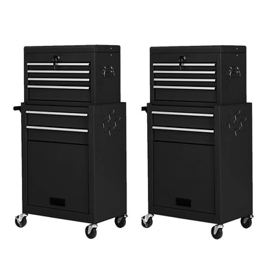 2PCS Rolling Tool Chest, 6-Drawer Toolbox Set of 2 - GoplusUS