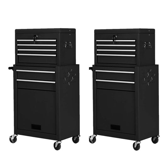 2PCS Rolling Tool Chest, 6-Drawer Toolbox Set of 2 - GoplusUS