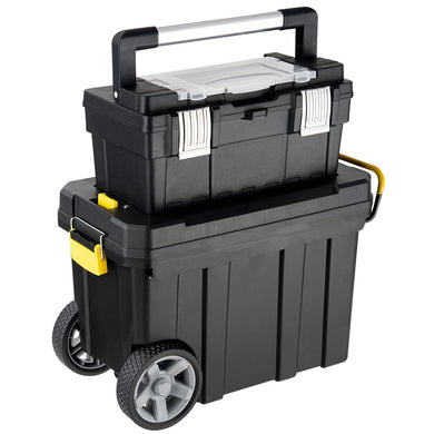 2-in-1 Tool Box Portable Rolling Toolbox Storage Solution Multi-Purpose Plastic Organizer Set - GoplusUS