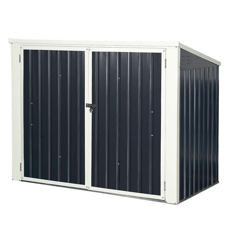 Load image into Gallery viewer, Outdoor Storage Shed 6&#39; x 3&#39;, Multi-Purpose Galvanized Steel Garbage Cans Box - GoplusUS
