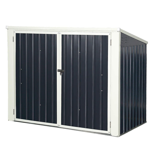 Outdoor Storage Shed 6' x 3', Multi-Purpose Galvanized Steel Garbage Cans Box - GoplusUS