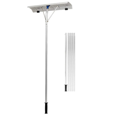 Goplus Aluminum Snow Rake, Lightweight Snow Removel Tool w/ 26 inch Width Blade (5ft to 20ft) - GoplusUS