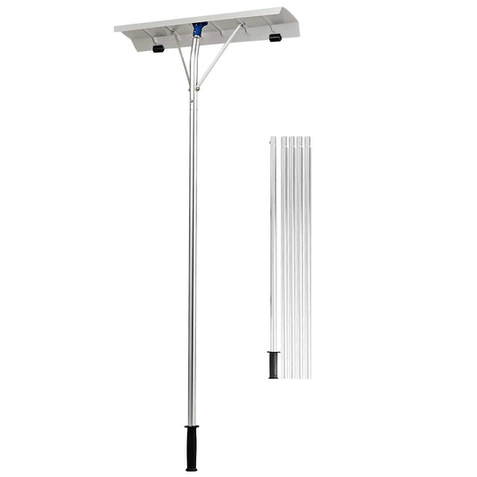 Goplus Aluminum Snow Rake, Lightweight Snow Removel Tool w/ 26 inch Width Blade (5ft to 20ft) - GoplusUS