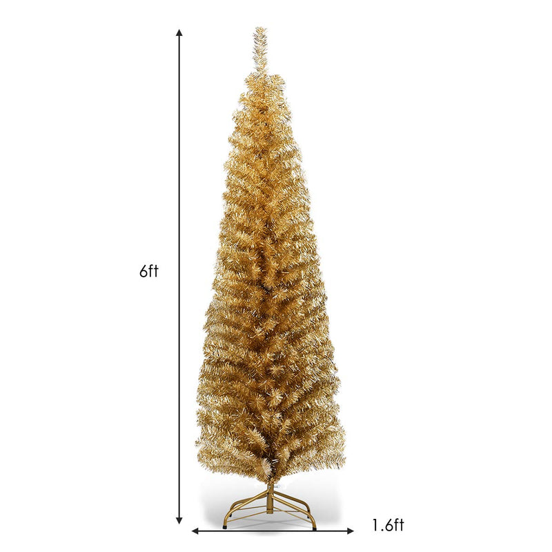 Load image into Gallery viewer, 6ft Blue Pencil Christmas Tree, Artificial Slim Tree - GoplusUS
