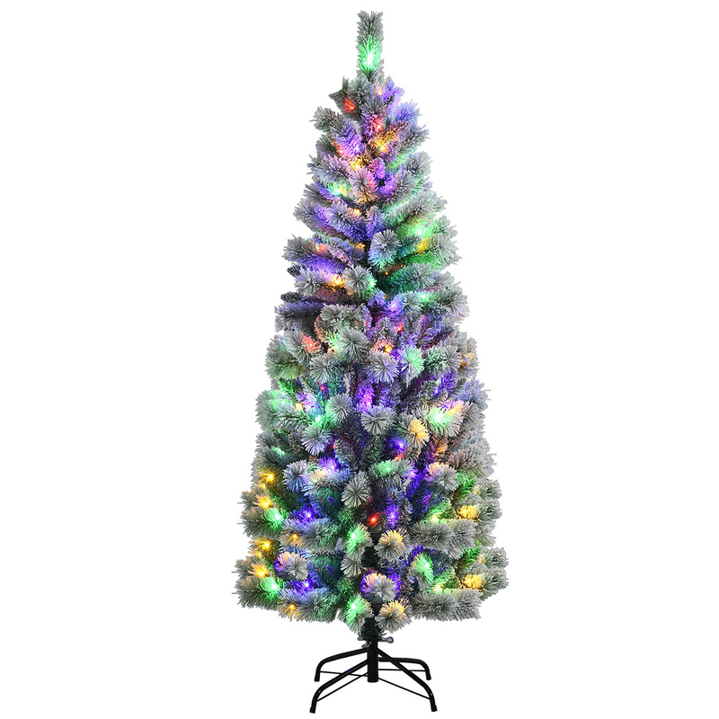 Load image into Gallery viewer, Goplus Snow Flocked Christmas Tree, Premium Hinged Artificial Pine Tree, Remote Controller, Xmas Full Tree for Indoor - GoplusUS
