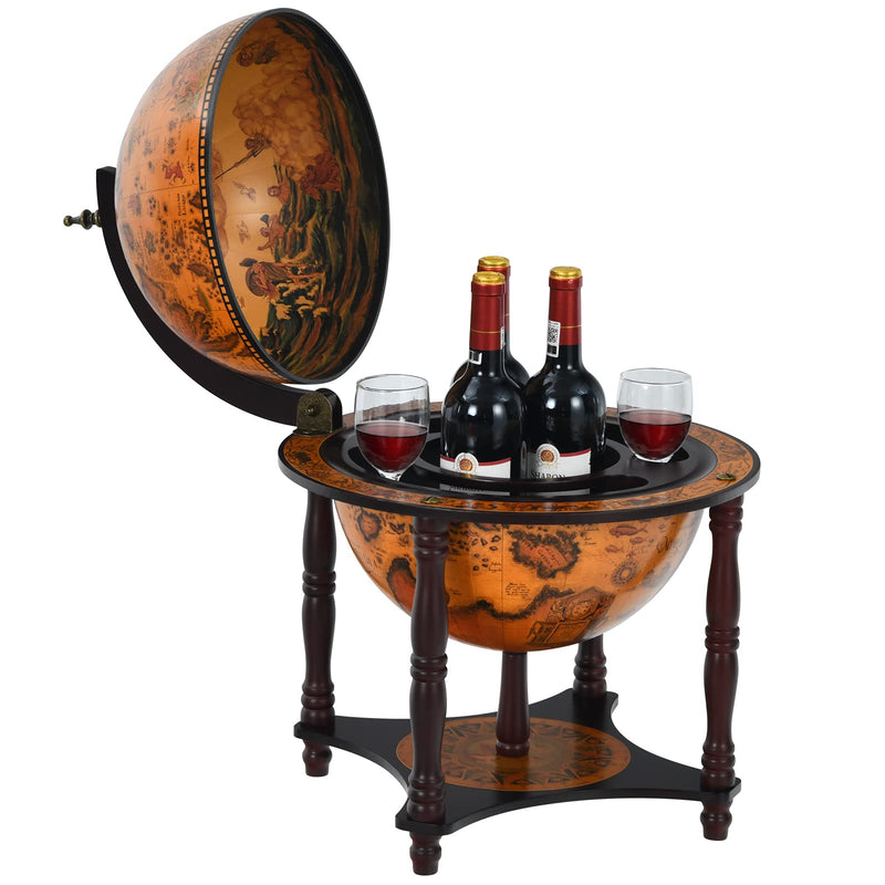 Load image into Gallery viewer, Tabletop 13&quot; Globe Wine Bar Stand, 16th Century Italian Nautical Chart Liquor Cabinet
