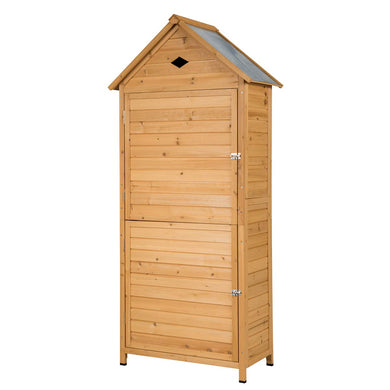 Outdoor Storage Shed, Lockable Fir Wood Garden Tool Storage Cabinet - GoplusUS
