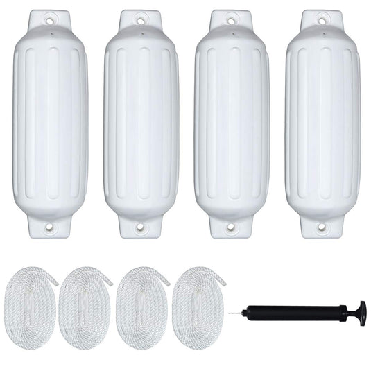 4 Pack Marine Boat Fender, Ribbed Inflatable Marine Bumper - GoplusUS