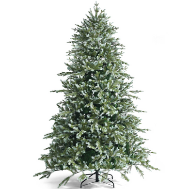 Goplus 8ft Artificial Christmas Tree, Unlit Hinged Xmas Spruce Tree w/ 1658 Mixed PE & PVC Branch Tips - GoplusUS