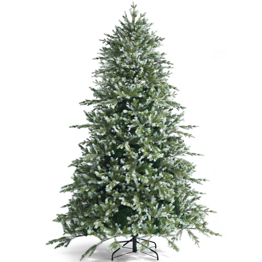Goplus 8ft Artificial Christmas Tree, Unlit Hinged Xmas Spruce Tree w/ 1658 Mixed PE & PVC Branch Tips - GoplusUS