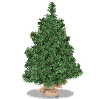 Goplus Christmas Tree Tabletop Artificial PVC Green Spruce Tree in Burlap Base - GoplusUS