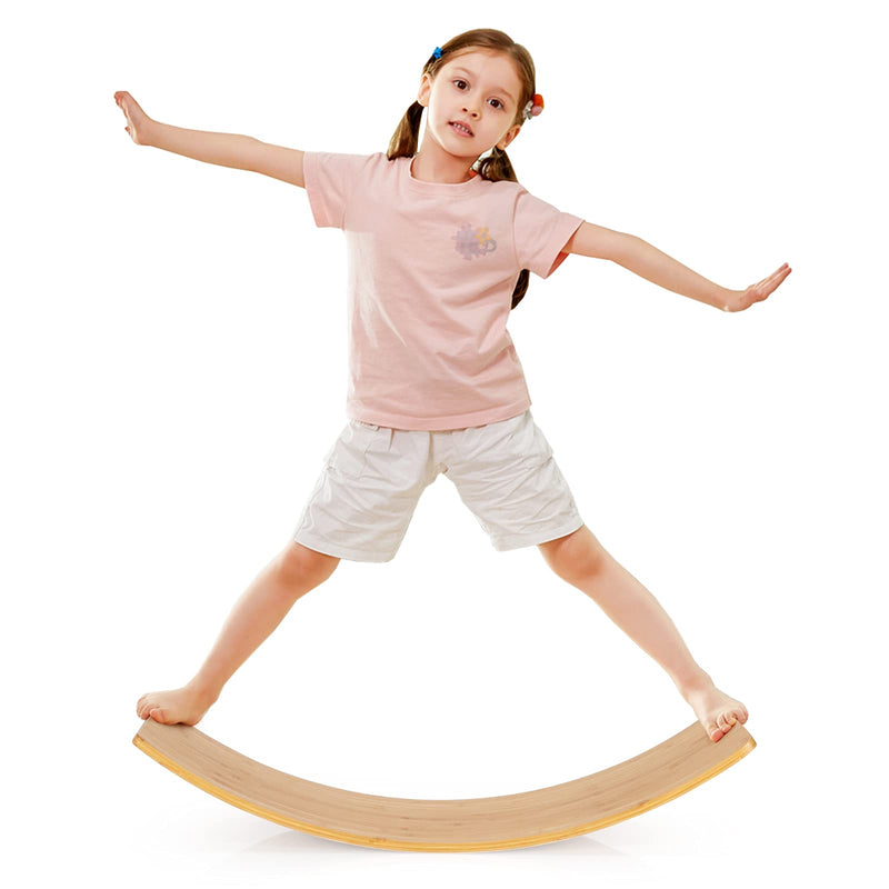 Load image into Gallery viewer, Wobble Balance Board, Bamboo Yoga Curvy Board 35.5 Inch Natural Rocker Board

