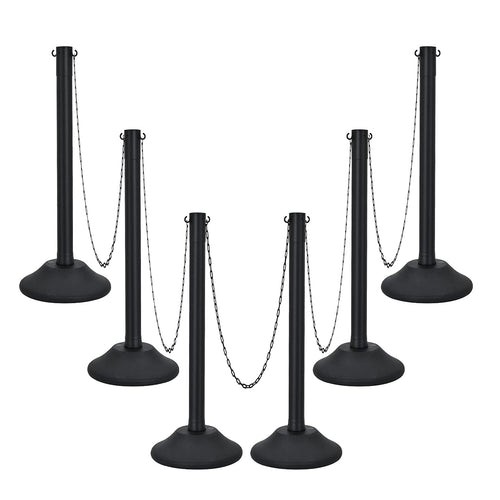 6PCS Plastic Stanchion Set, Crowd Control Safety Barriers with 60