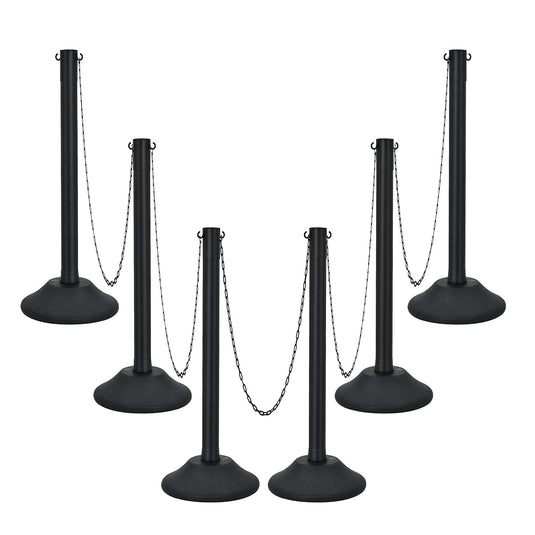 6PCS Plastic Stanchion Set, Crowd Control Safety Barriers with 60