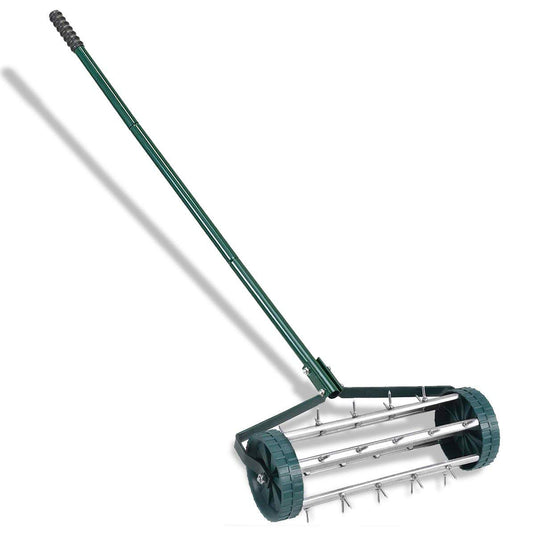 18-inch Rolling Lawn Aerator Garden Yard Rotary Push Tine Spike Soil Aeration Heavy Duty - GoplusUS