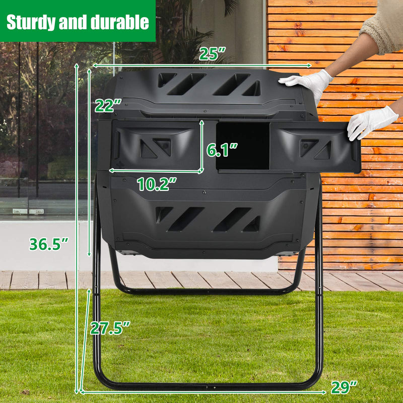 Load image into Gallery viewer, 43 Gallon Composting Tumbler, Dual Chamber High Volume Compost with 2 Sliding Doors - GoplusUS
