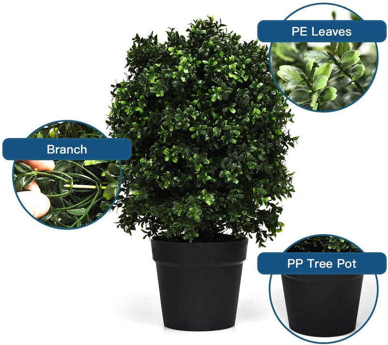 Load image into Gallery viewer, Goplus 2 Pack 2Ft Artificial Boxwood Topiary Ball Tree, UV-Proof Realistic Leaves &amp; Cement-Filled Pot - GoplusUS
