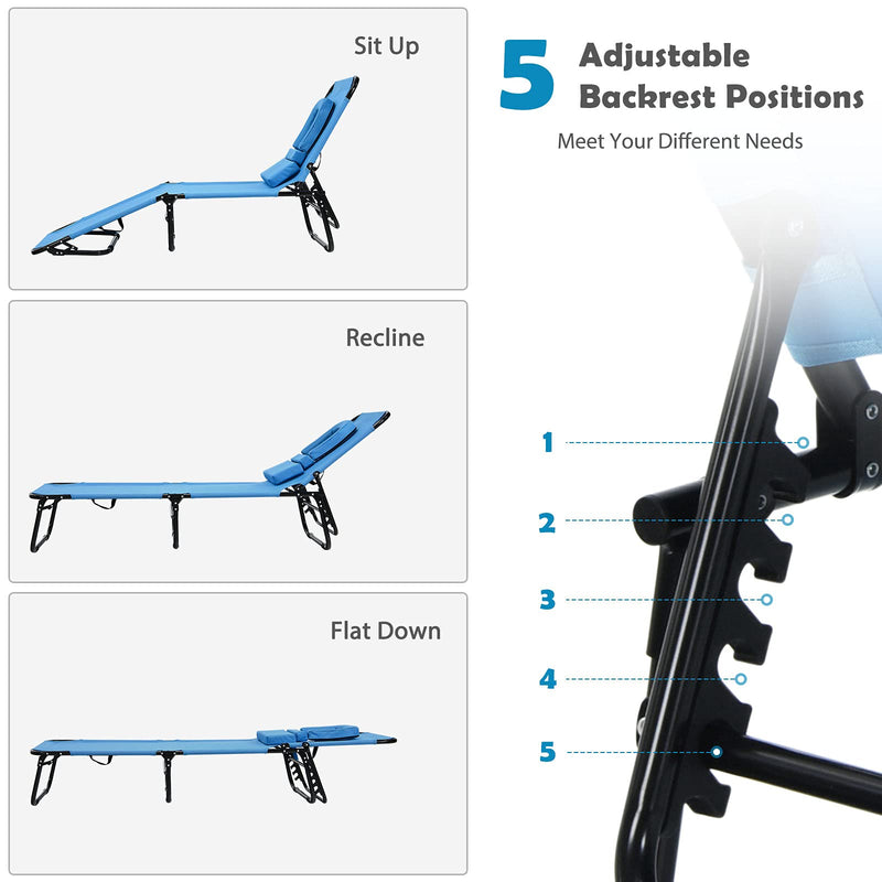 Load image into Gallery viewer, Folding Lounge Chair for Beach Poolside Balcony Patio - GoplusUS
