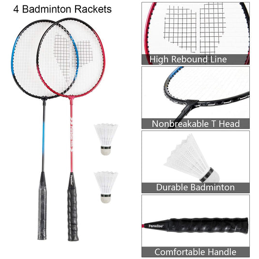 Portable Badminton Set, 10x5 ft Folding Adjustable Volleyball Badminton Net