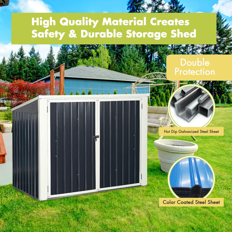 Load image into Gallery viewer, Outdoor Storage Shed 6&#39; x 3&#39;, Multi-Purpose Galvanized Steel Garbage Cans Box - GoplusUS
