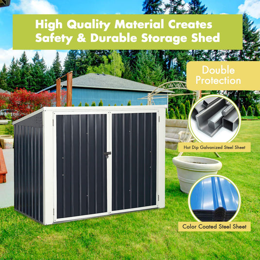 Outdoor Storage Shed 6' x 3', Multi-Purpose Galvanized Steel Garbage Cans Box - GoplusUS