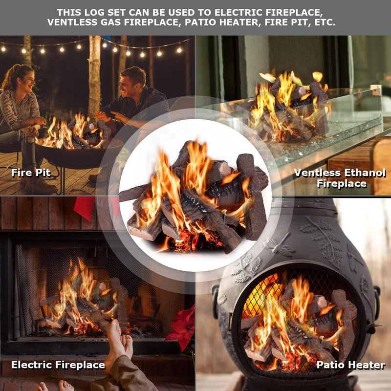 Load image into Gallery viewer, Ceramic Wood Gas Fireplace Log Set for Ventless (9 PCS/10 PCS) - GoplusUS
