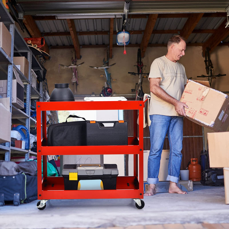Load image into Gallery viewer, 3-Tier Utility Cart, Heavy Duty Commercial Service Tool Cart w/Lockable Wheels - GoplusUS
