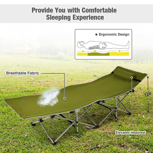 Folding Camping Cot, Heavy-Duty Comfortable Cot Bed for Adults Kids - GoplusUS