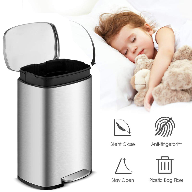 Load image into Gallery viewer, Goplus 50 Liter / 13.2 Gallon Stainless Steel Step Trash Can - GoplusUS
